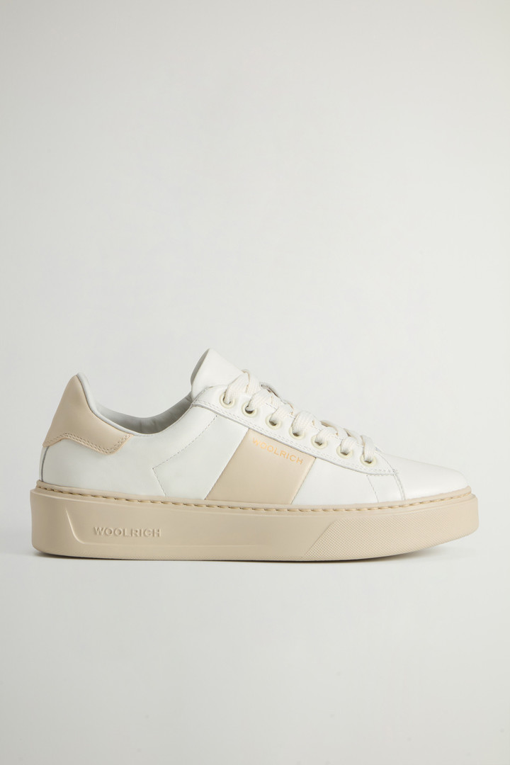 Chunky Court Sneakers in Leather with Contrasting Insert White photo 1 | Woolrich