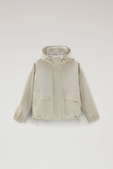 Waxed Jacket in Cotton Nylon Blend with Hood Beige photo 2 | Woolrich