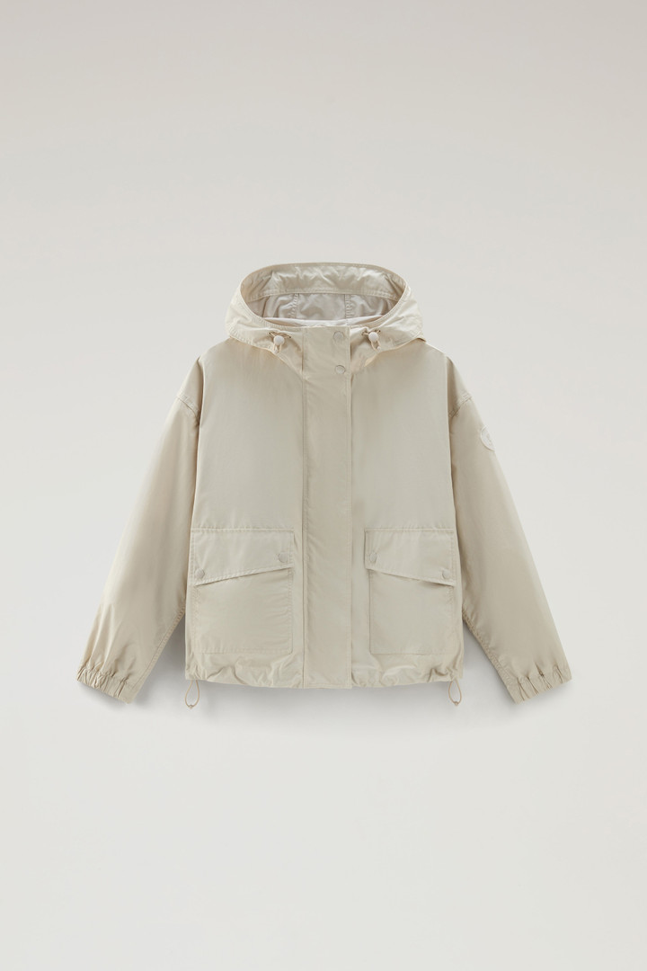 Waxed Jacket in Cotton Nylon Blend with Hood Beige photo 5 | Woolrich