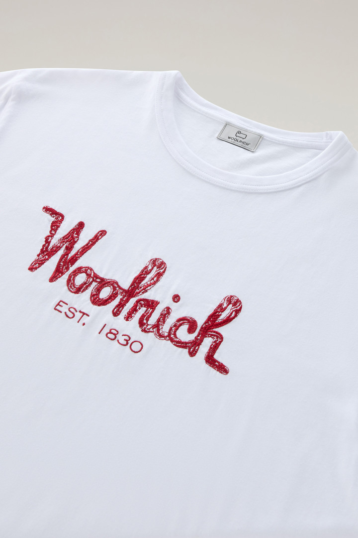 T-shirt en pur coton avec broderie Blanc photo 6 | Woolrich