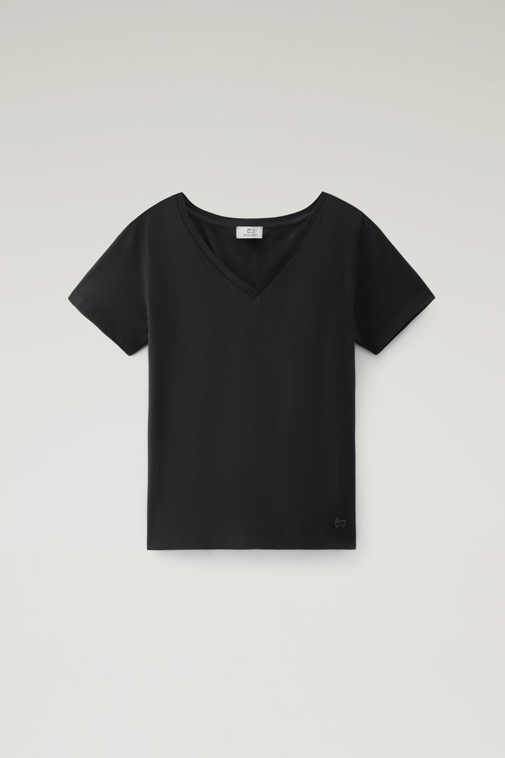 T-shirt mit V-Ausschnitt aus reiner Baumwolle Schwarz photo 4 | Woolrich