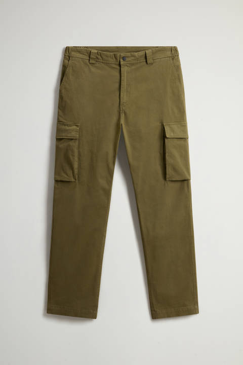 Garment-dyed Cargo Pants in Stretch Cotton Green photo 2 | Woolrich