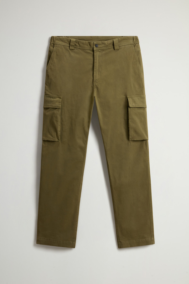 Garment-dyed Cargo Pants in Stretch Cotton Green photo 4 | Woolrich