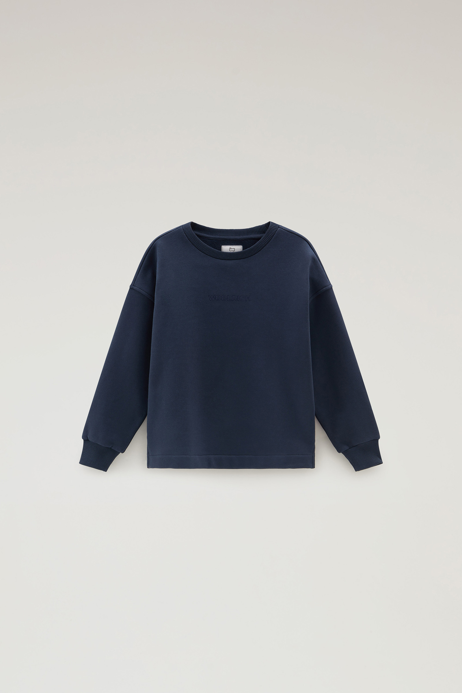 Pullover mit Rundhalsausschnitt aus reiner Baumwolle für Mädchen blau | Woolrich
