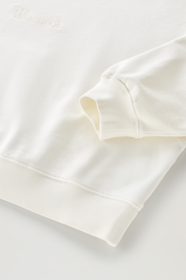 Sweat-shirt à col rond en pur coton avec logo brodé Blanc photo 7 | Woolrich