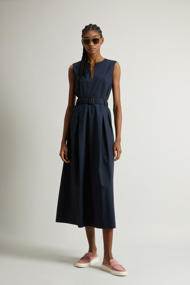 Sleeveless Dress in Pure Cotton Poplin Blue photo 2 | Woolrich