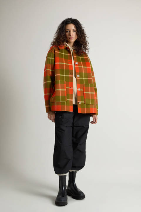 Jacket in Pure Virgin Wool with Checked Pattern Orange | Woolrich