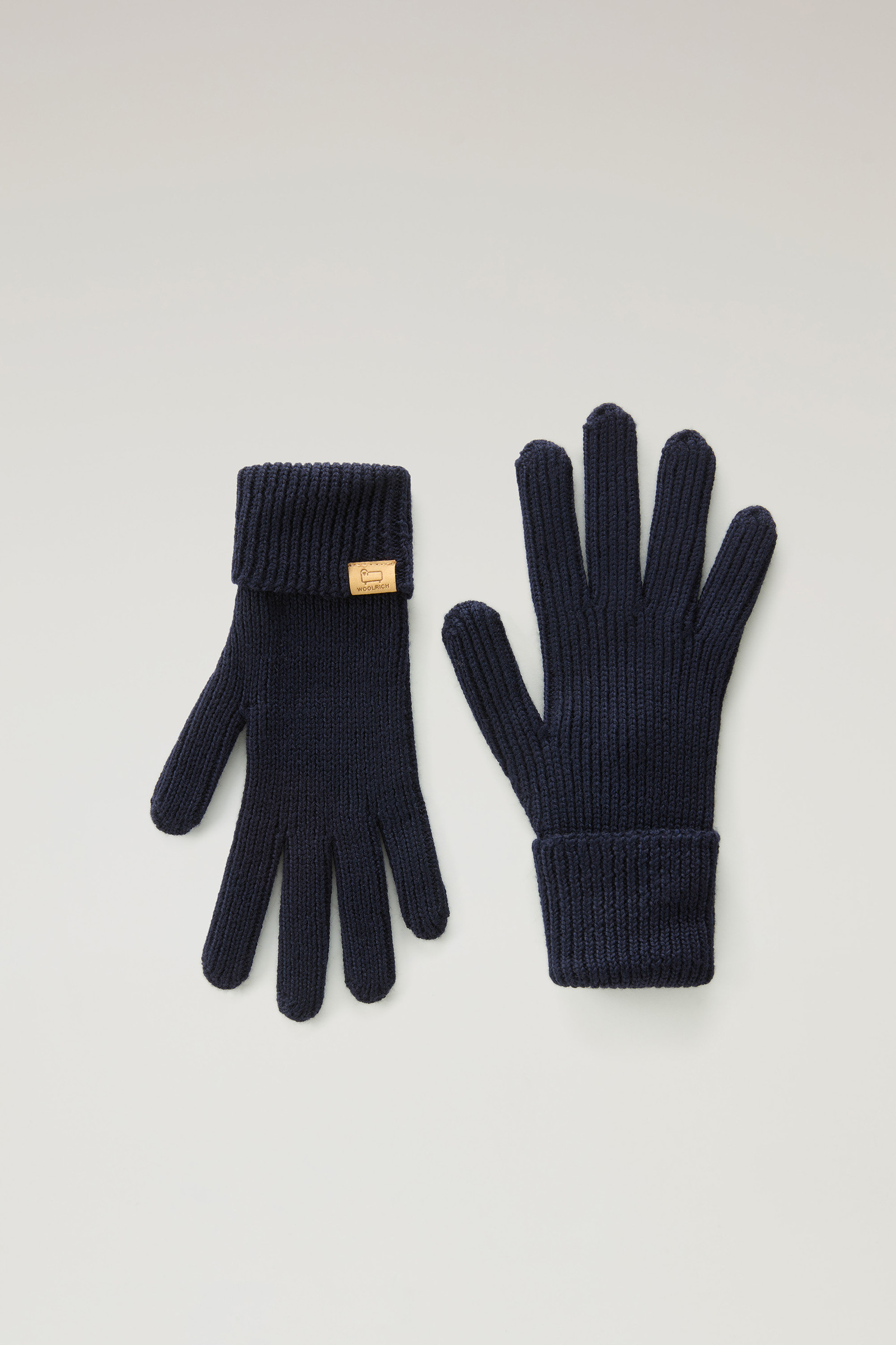 Woolrich Men's Ribbed Gloves in Pure Merino Virgin Wool - Blue
