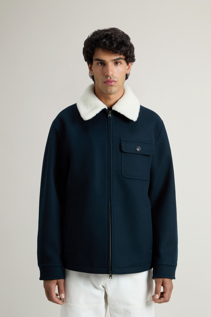 Jacket in Melton Virgin Wool Blend Blue photo 1 | Woolrich