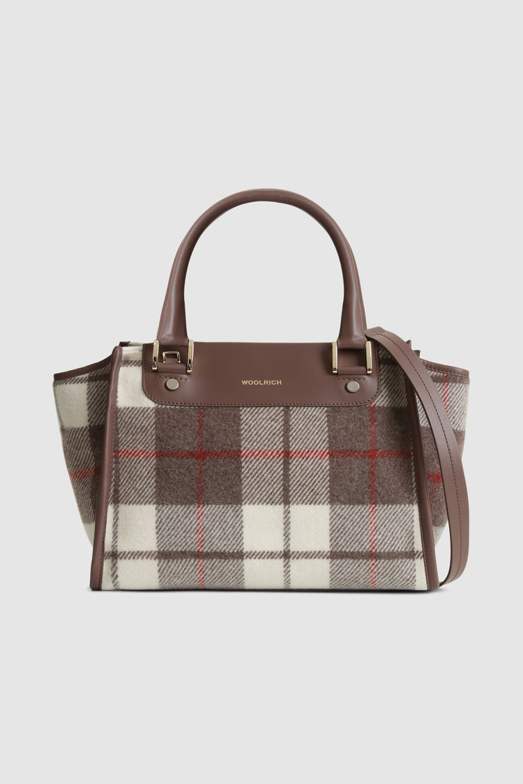 Wool Tote Bag with check pattern