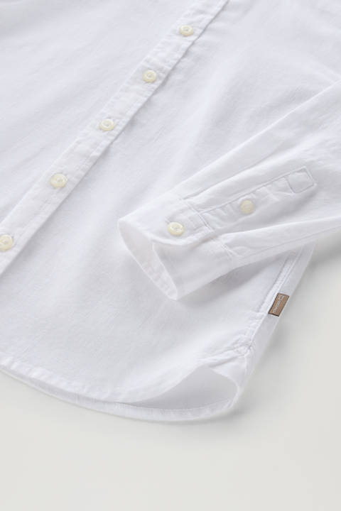 Boys' Band Collar Shirt in Cotton-Linen Blend White photo 2 | Woolrich