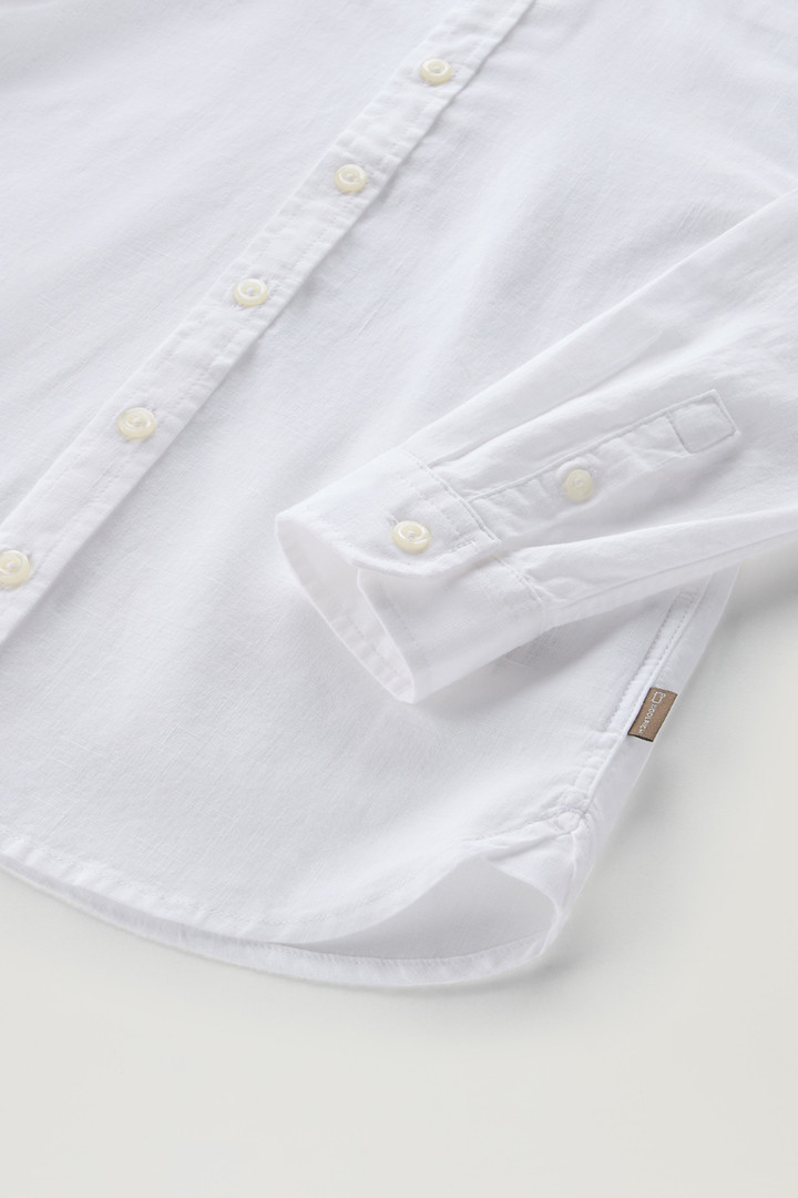 Girls' Band Collar Shirt in Cotton-Linen Blend White photo 4 | Woolrich