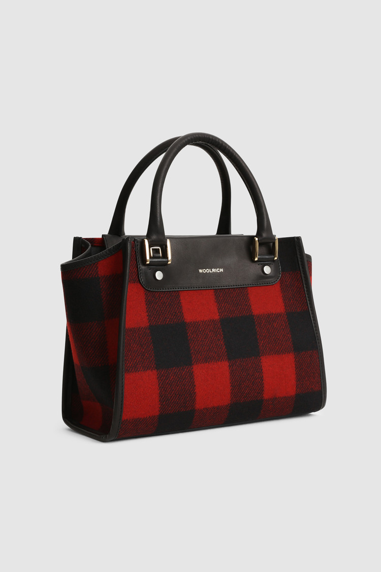 Wool Tote Bag with check pattern