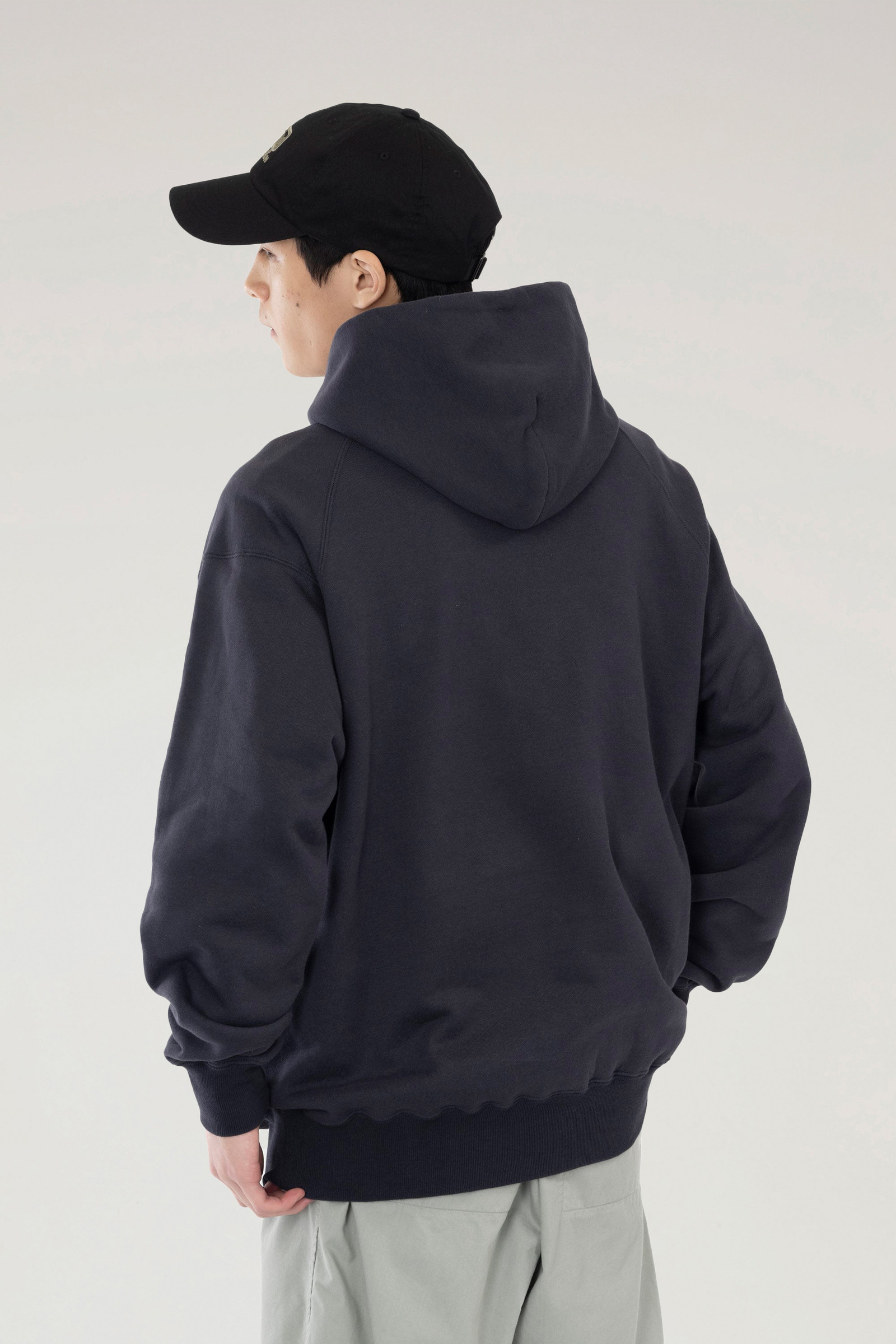 Mountain Hoodie in a Cotton Fleece and Cordura Nylon Blend Black photo 2 | Woolrich