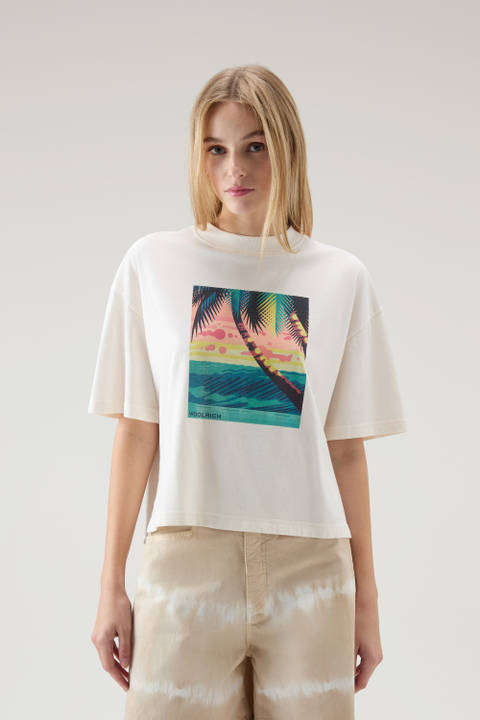 Pure Cotton T-shirt with Graphic Print White | Woolrich