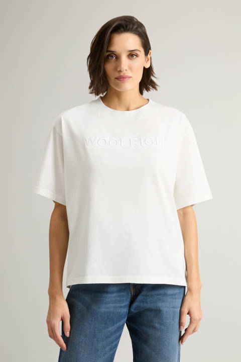 T-shirt in Pure Pima Cotton with Chest Logo White | Woolrich