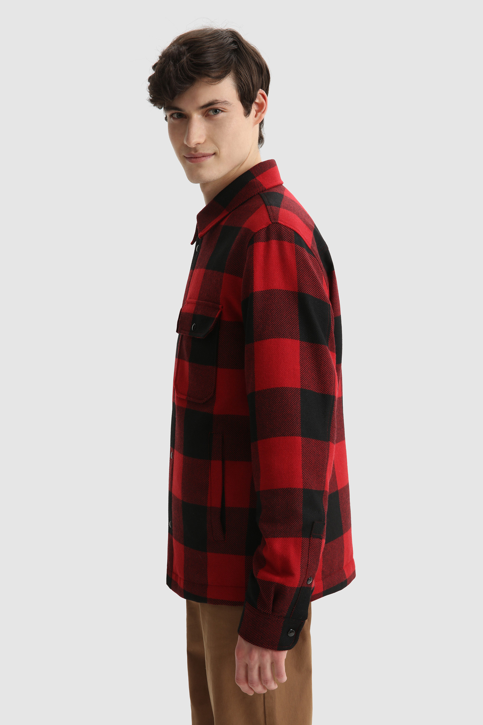 Alaskan Check Shirt in Italian Recycled Wool Red photo 3 | Woolrich