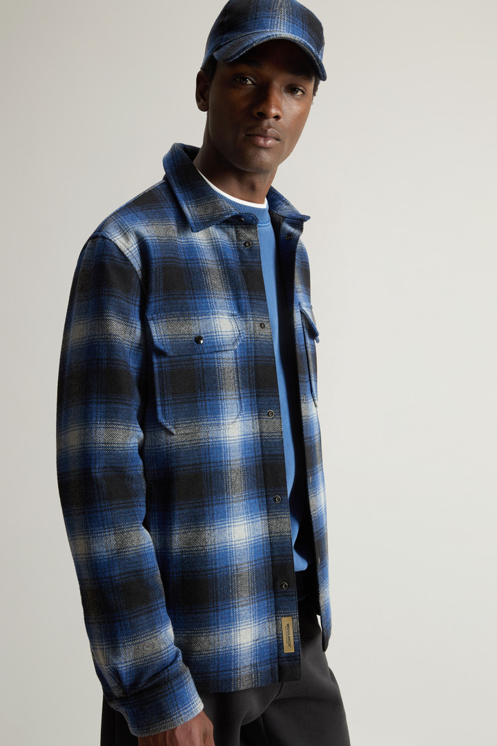 Alaskan Padded Overshirt in Checked Italian Wool Blend Blue photo 4 | Woolrich