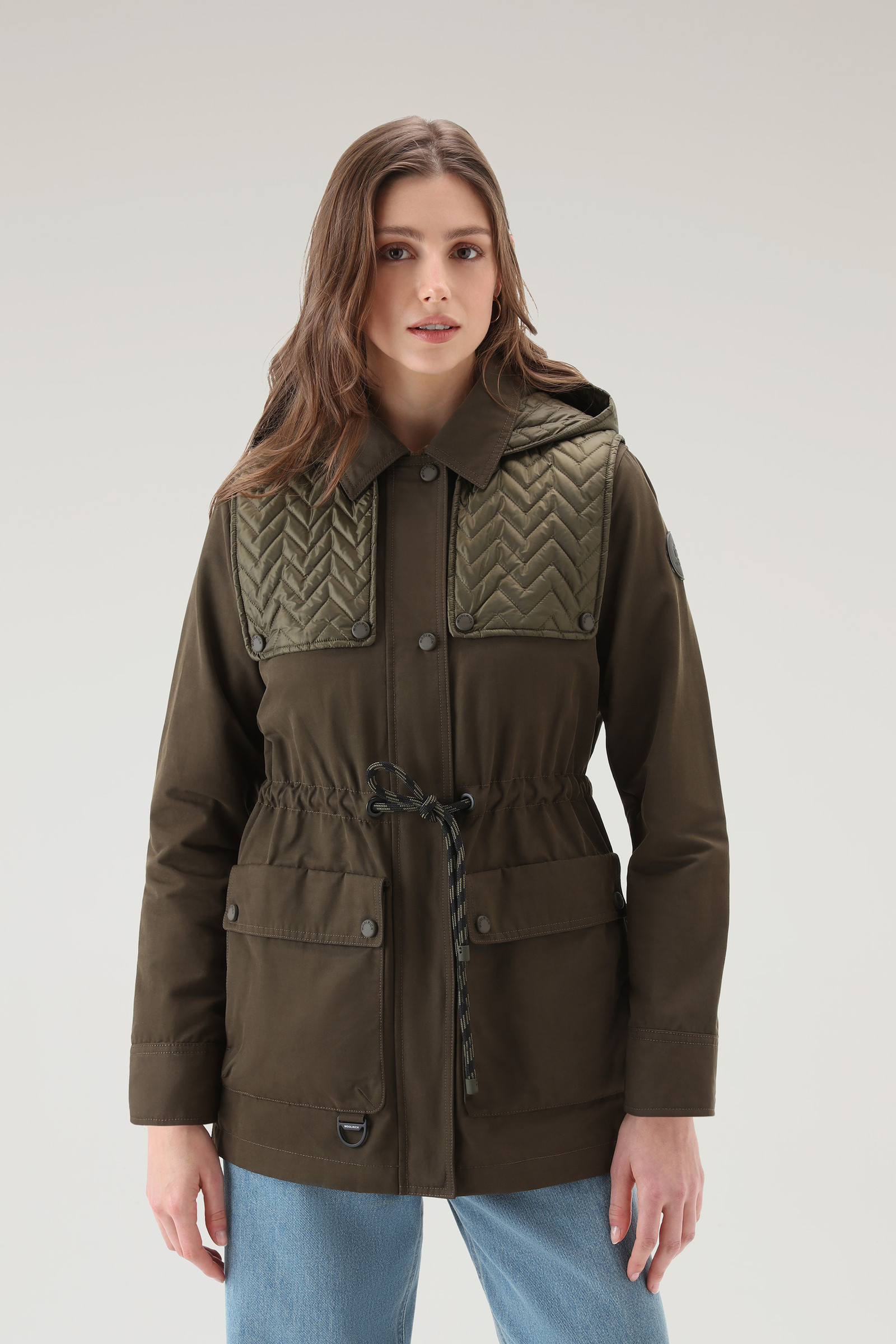 Veste Utility en Soft Eco Ramar à capuche vert | Woolrich