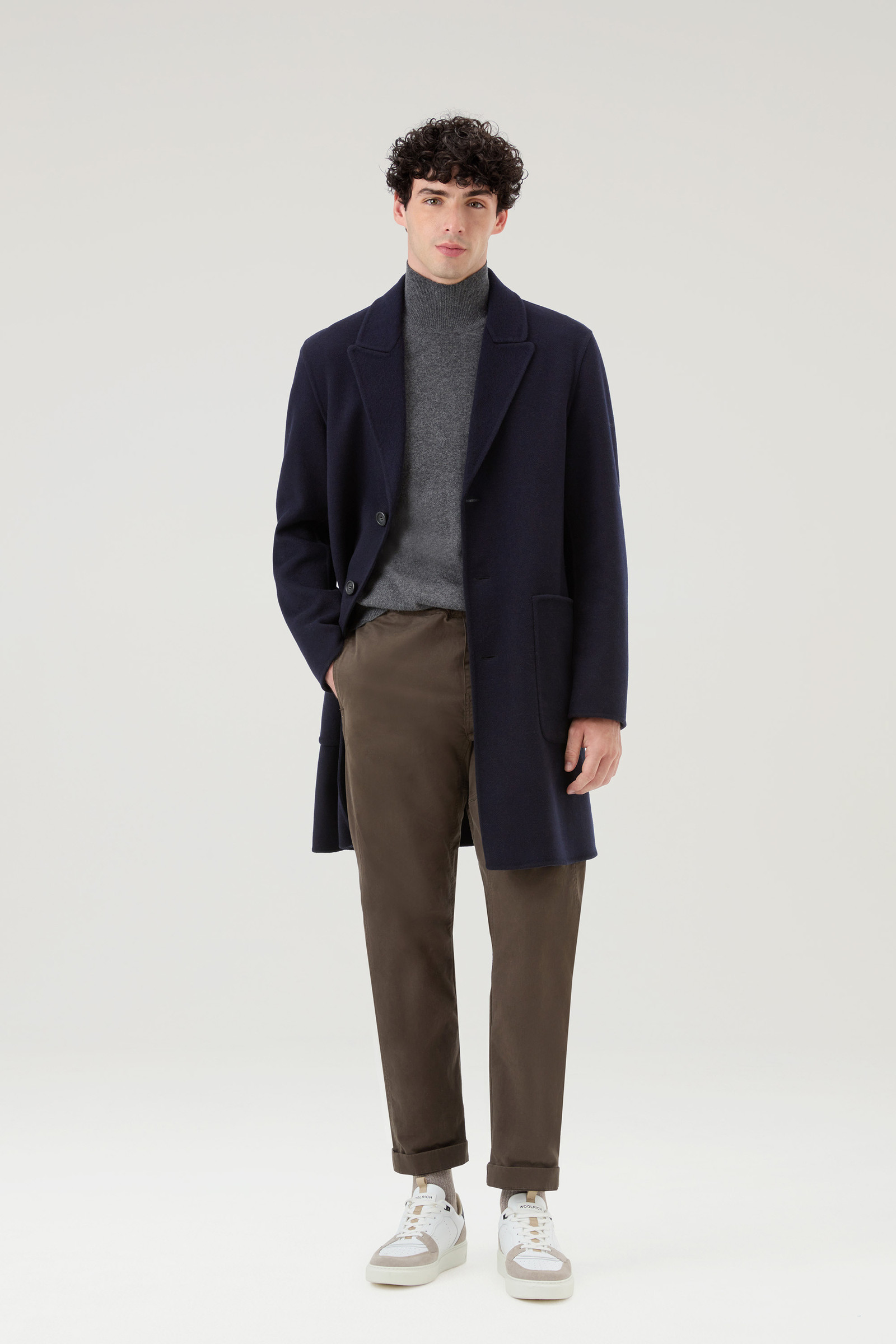 Men's Coat in Manteco Recycled Wool Blend Blue | Woolrich USA