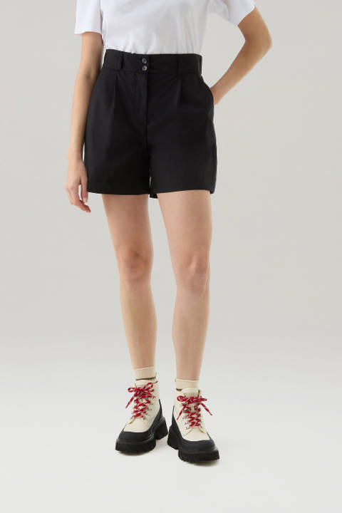 Pantalones cortos de popelina de puro algodón Negro | Woolrich