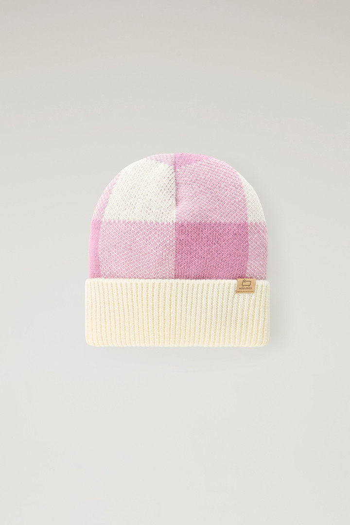 Girls' Beanie with Buffalo Check Pattern Pink photo 1 | Woolrich