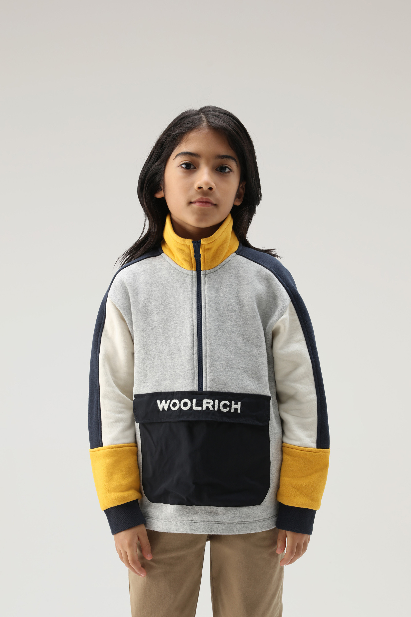 Color-Block Sweatshirt für Jungen aus Baumwolle gelb | Woolrich