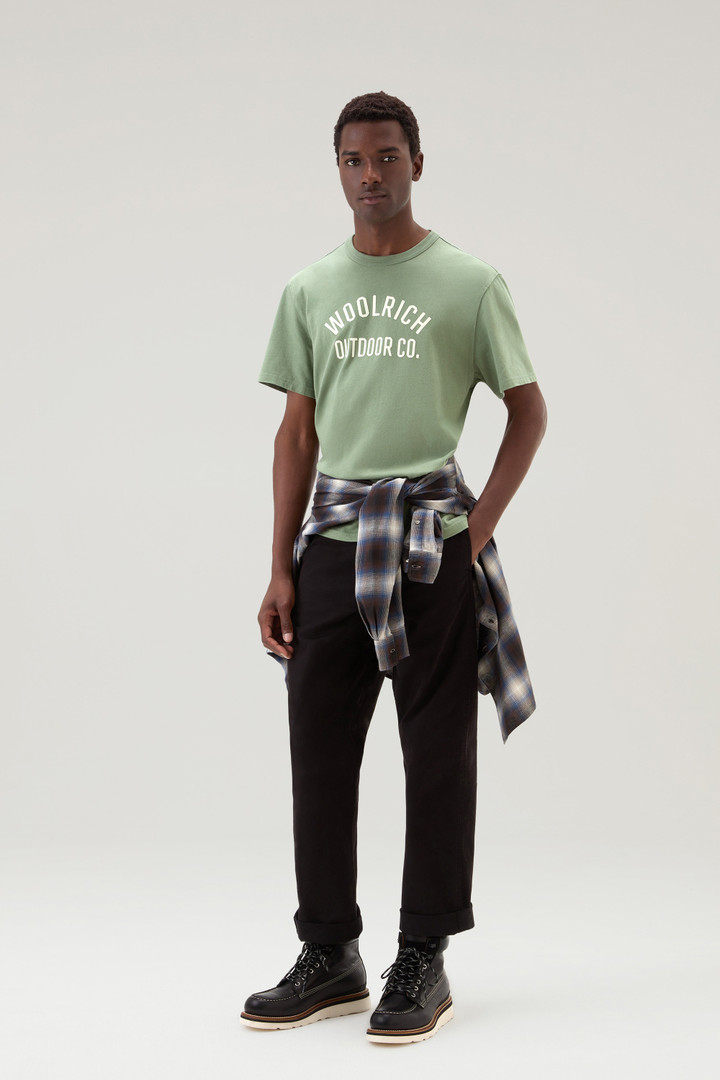 T-shirt en pur coton avec inscription Vert photo 2 | Woolrich