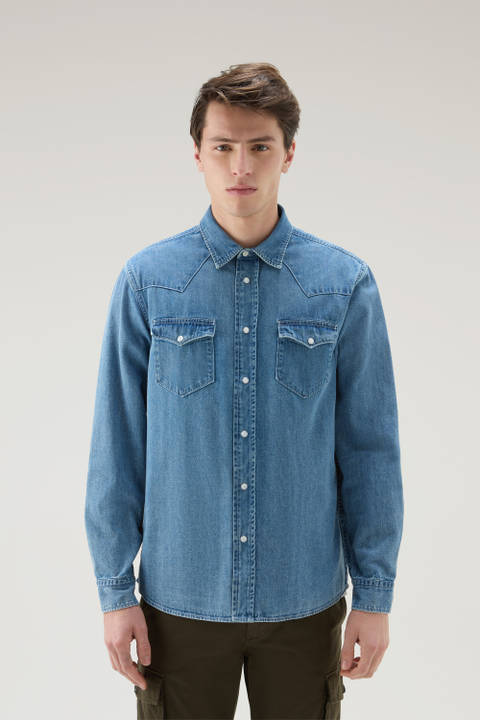 Denim Shirt in Pure Cotton Blue | Woolrich