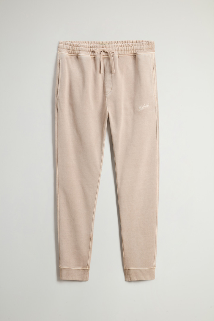 Woolrich Man Garment-Dyed Pants in Pure Cotton Fleece Beige Size S