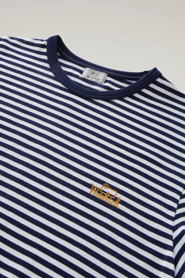 T-shirt à rayures en jersey de coton élastique Bleu photo 6 | Woolrich