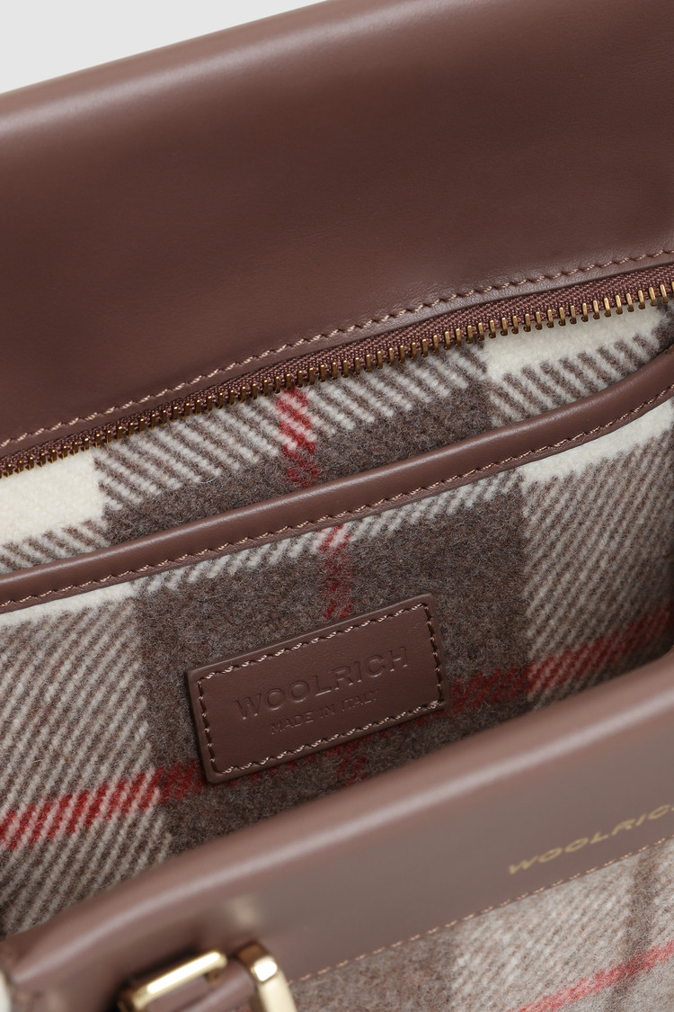 Wool Tote Bag with check pattern
