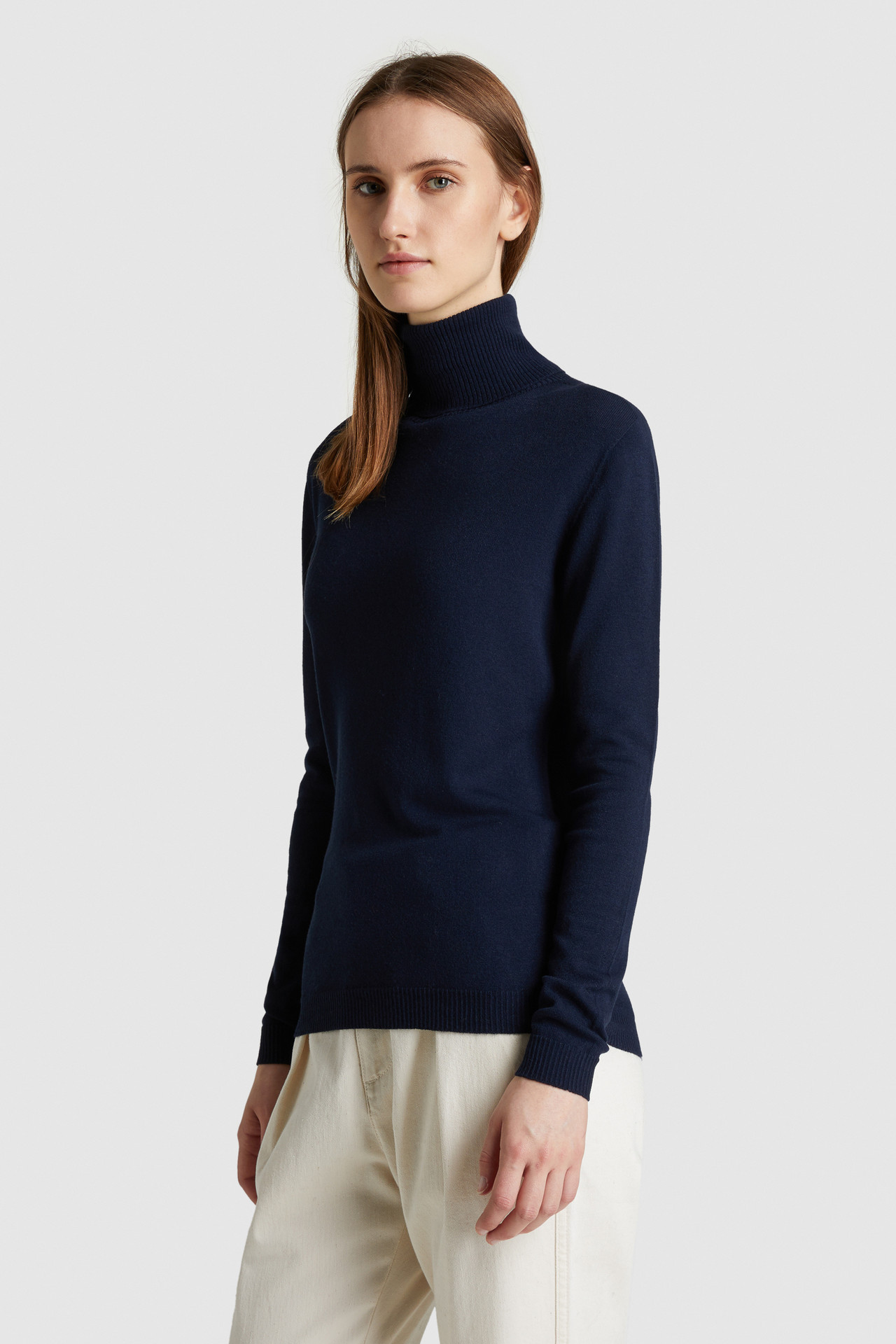 Maglione In Lana Stretch A Collo Alto