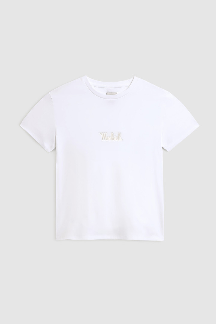 Stretch cotton t-shirt with embossed vintage logo White photo 4 | Woolrich
