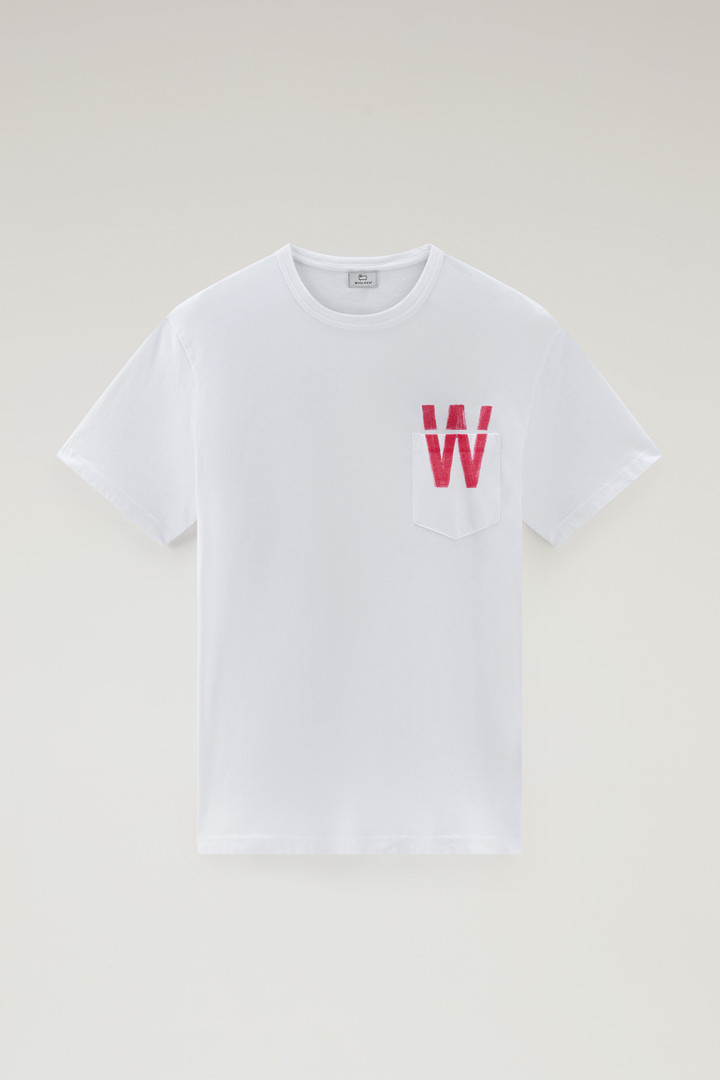 T-Shirt aus reiner Baumwolle mit kleiner Tasche Weiß photo 5 | Woolrich