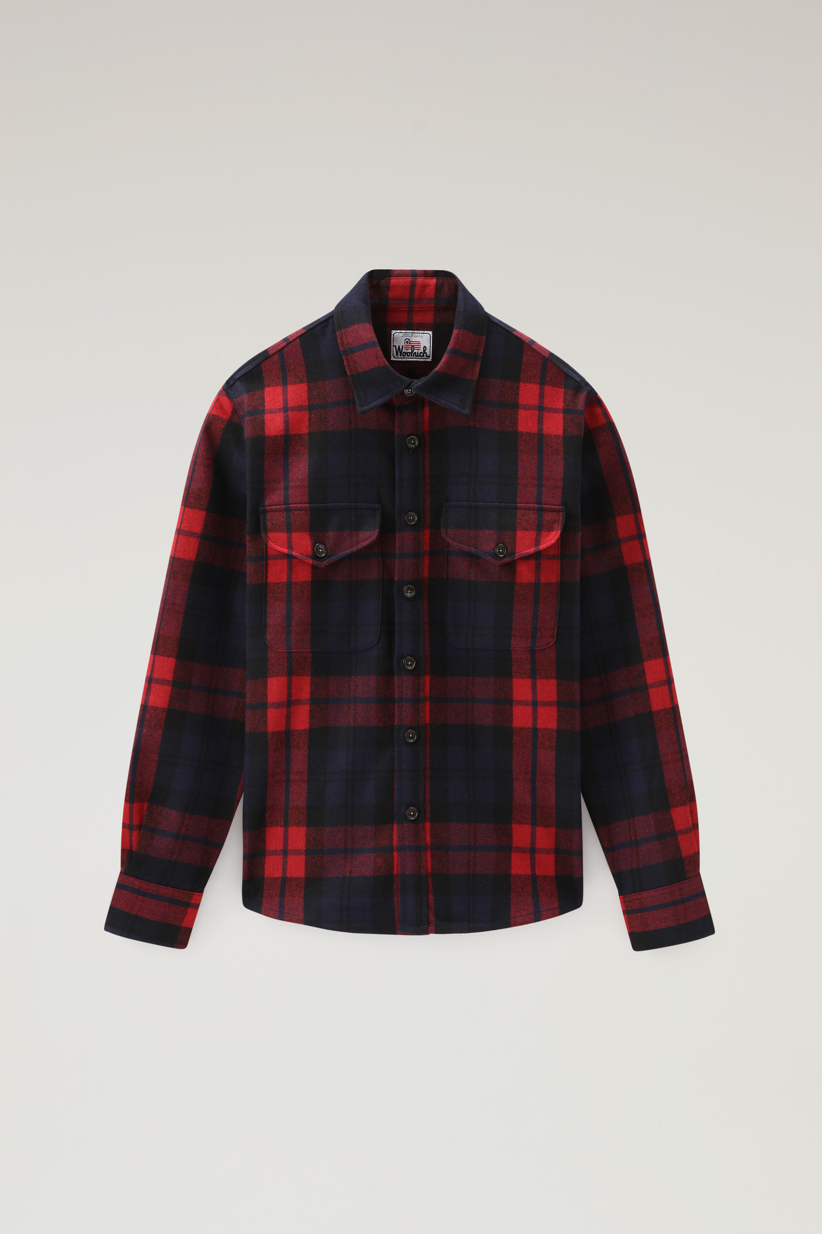 Wool Blend Oxbow Flannel Overshirt - Made in USA Red | Woolrich USA