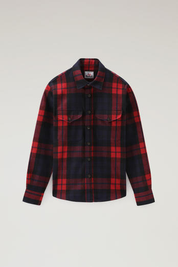 Wool Blend Oxbow Flannel Overshirt - Made in USA Red | Woolrich