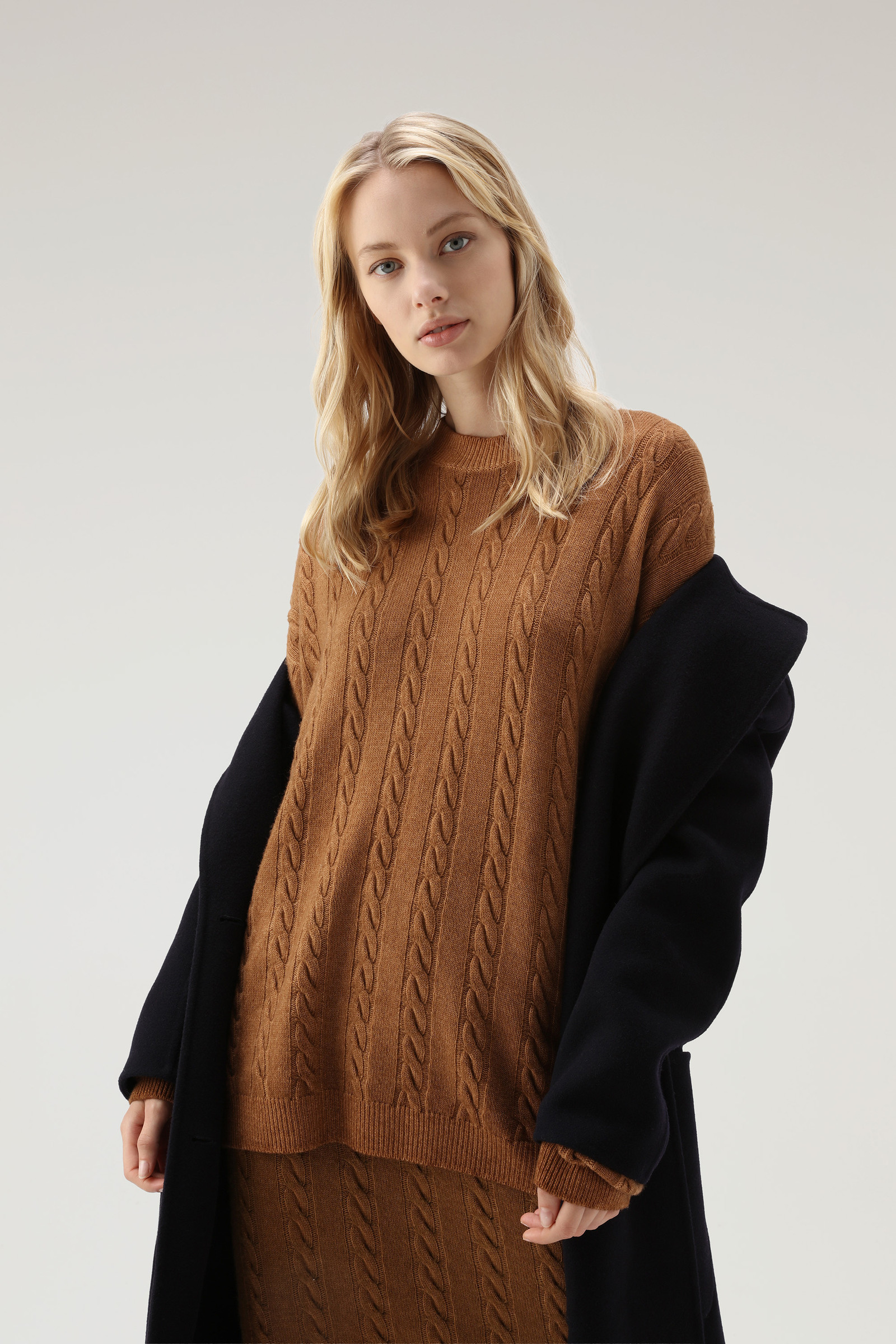 Pull Aran unisexe teint en pièce Marron photo 4 | Woolrich