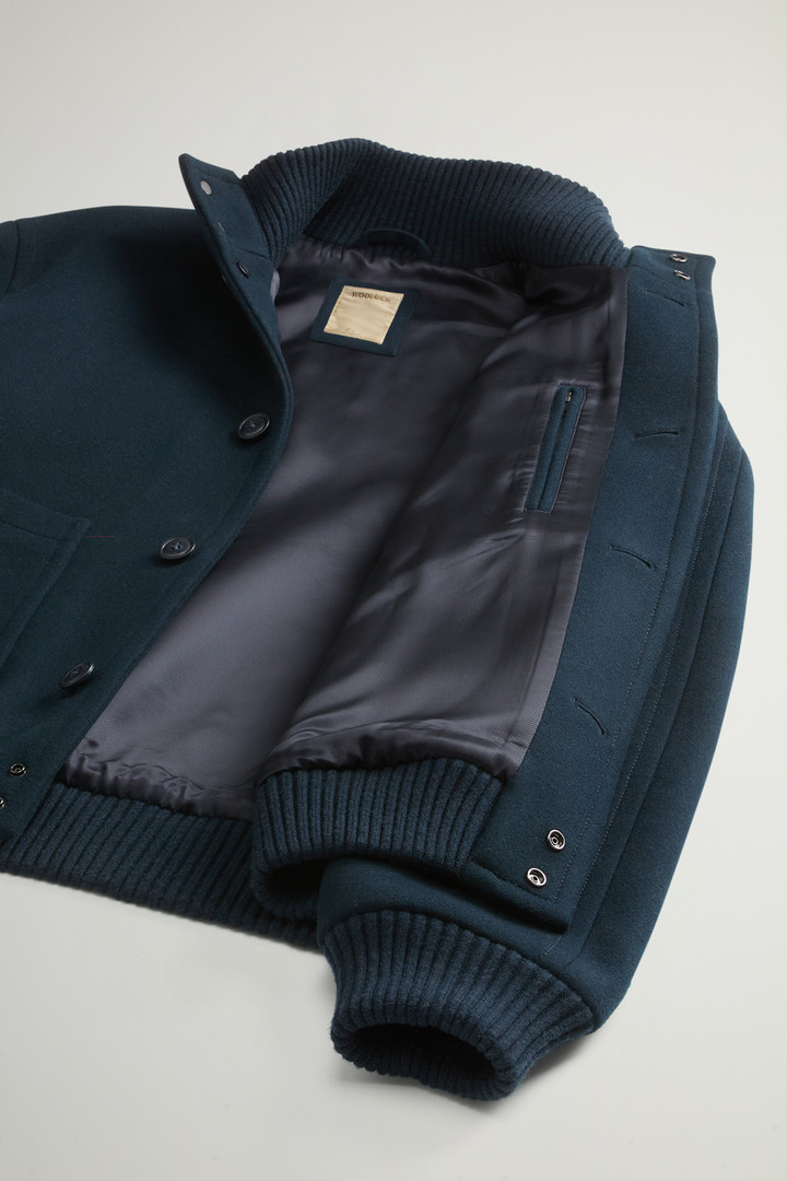 Bomber Jacket in Melton Virgin Wool Blend Blue photo 9 | Woolrich