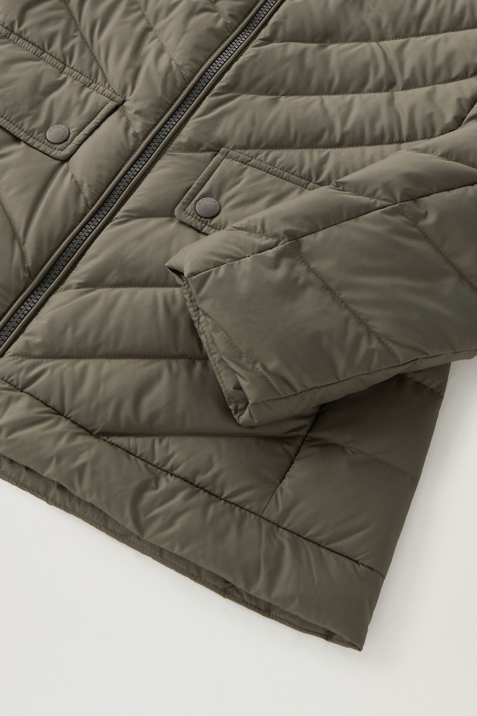 Women's Padded Short Jacket with Chevron Quilting Green | Woolrich USA