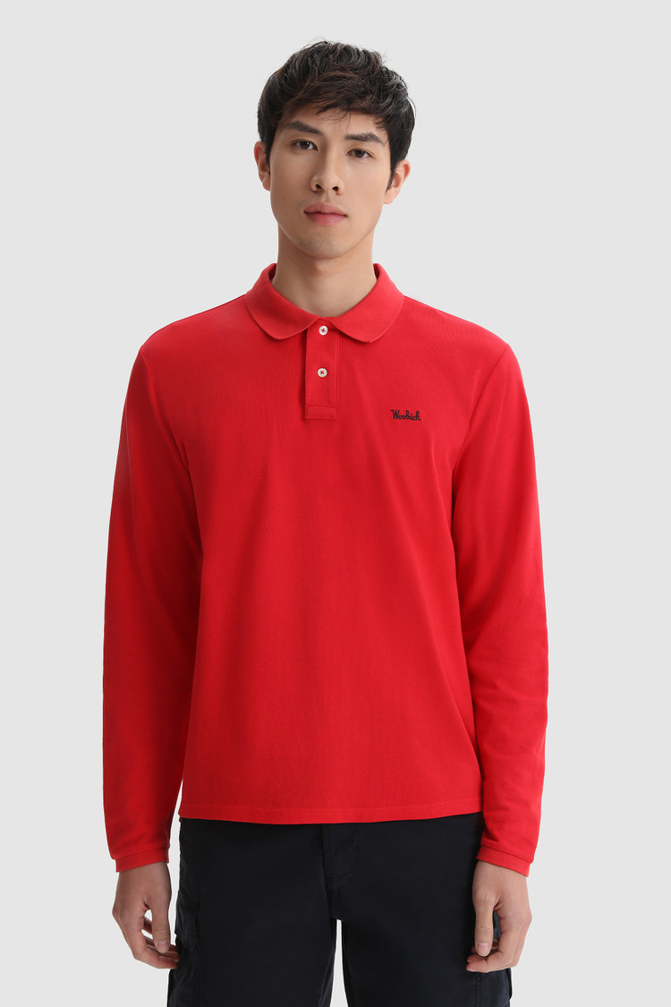 Polo in puro cotone a manica lunga
