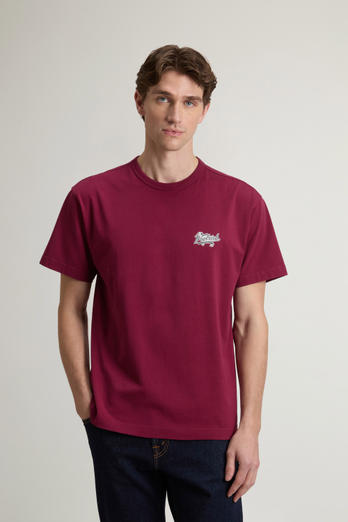 T-Shirt in Pure Cotton with Logo Burgundy photo 1 | Woolrich