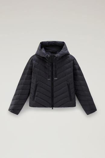 Microfibre Jacket with Chevron Quilting and Hood Black | Woolrich