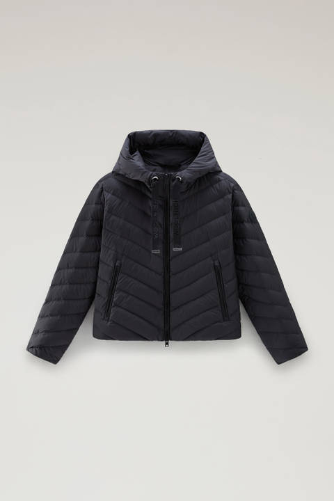 Veste en microfibre avec matelassage chevron et capuche Noir photo 2 | Woolrich