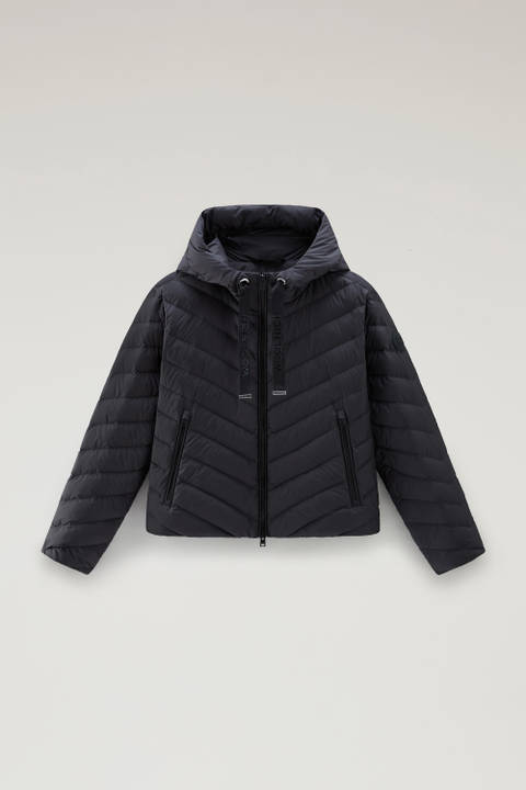 Microfibre Jacket with Chevron Quilting and Hood Black photo 2 | Woolrich