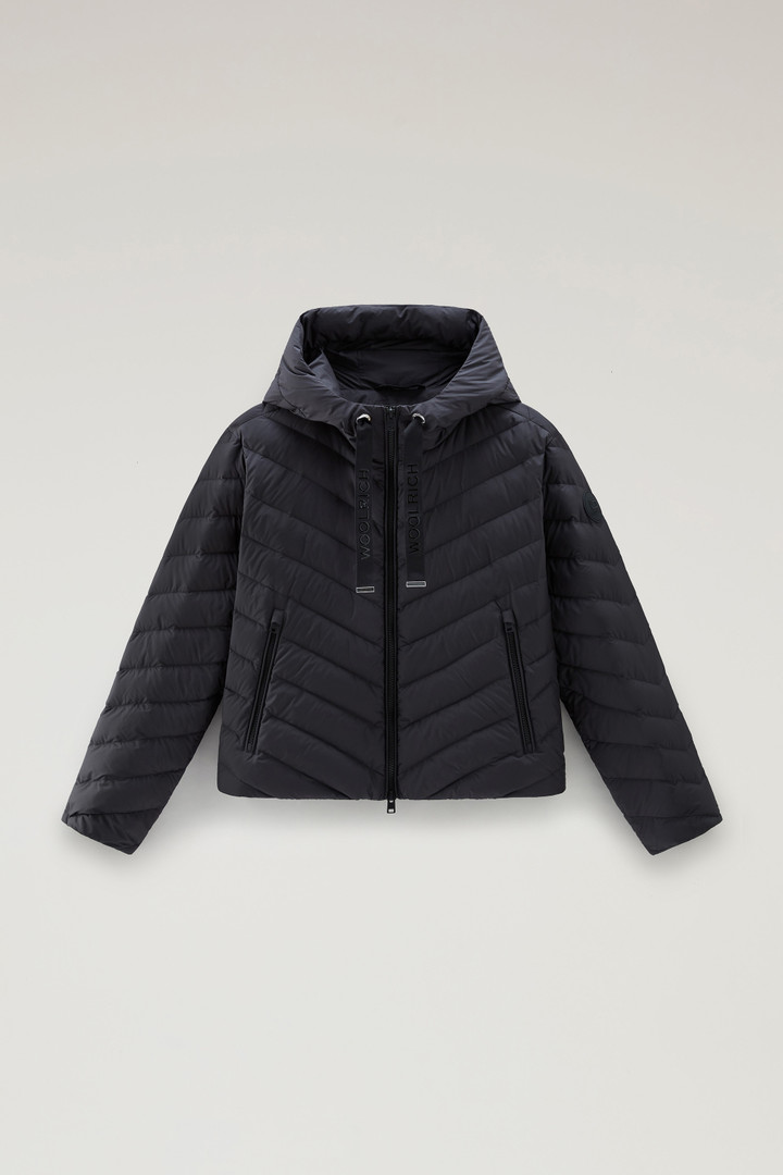 Microfibre Jacket with Chevron Quilting and Hood Black photo 5 | Woolrich