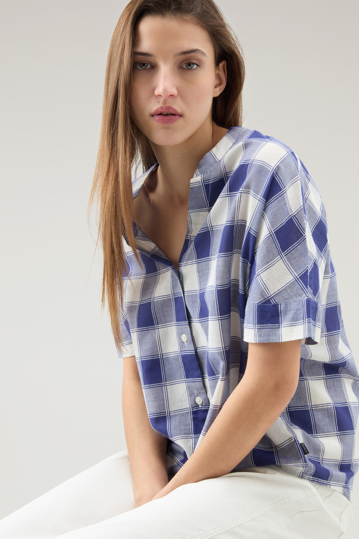 Pure Cotton Voile Checked Shirt Blue photo 4 | Woolrich