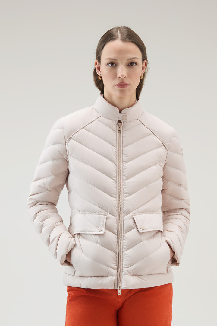 Short Padded Jacket with Chevron Quilting Beige photo 1 | Woolrich