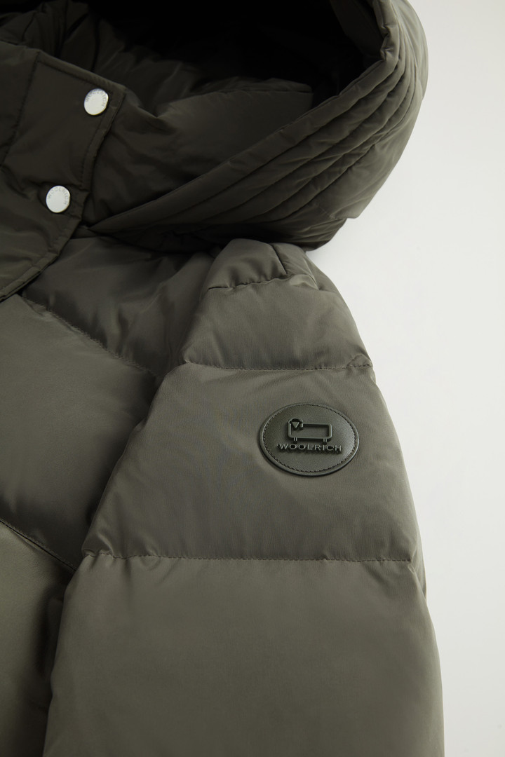 Hooded Alsea Down Jacket in Stretch Nylon Green photo 7 | Woolrich