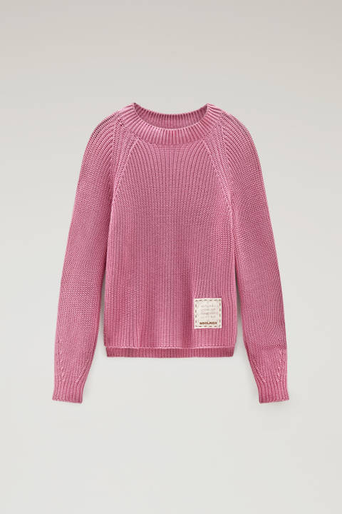T-shirt à col ras-du-cou en pur coton teint en pièce naturellement Rose photo 2 | Woolrich